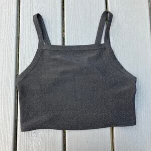 Black cropped cami with strappy back, party going out top sexy club ravewear